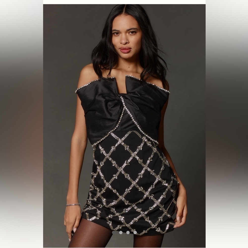 NWT Maeve Strapless Bow Sequin Mini Dress